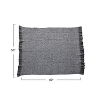 Brushed New Zealand Wool Striped Throw w/ Ruffled Edge