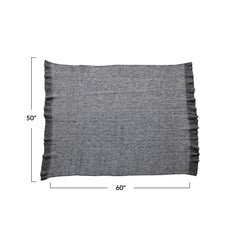 Brushed New Zealand Wool Striped Throw w/ Ruffled Edge