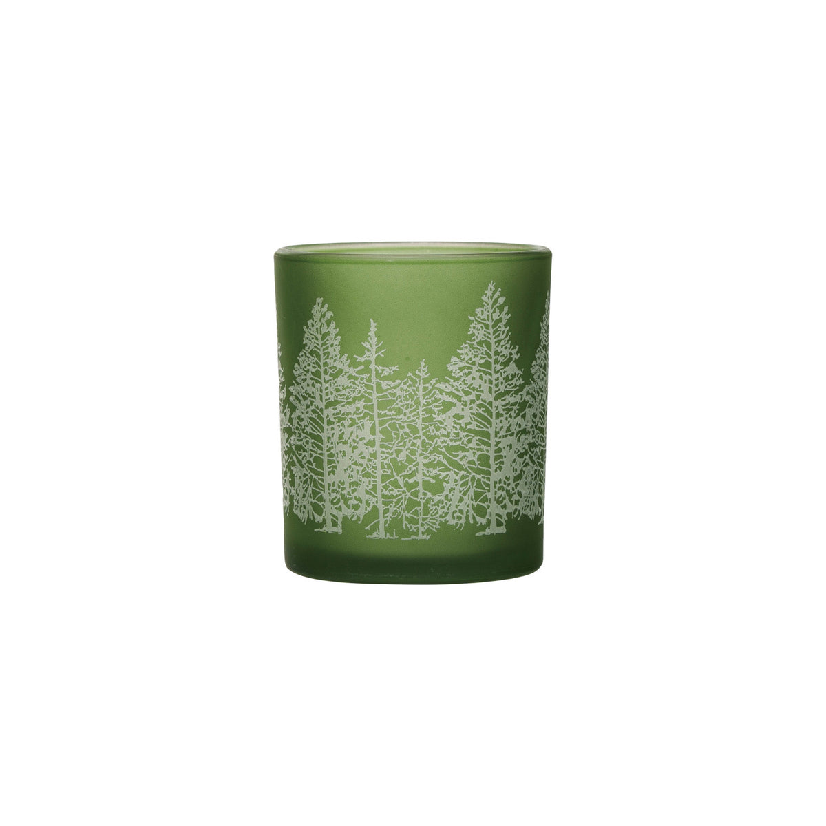 Glass Tealight/Votive Holder with Laser Etched Trees
