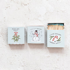 Safety Matches in Matchbox w/ Embossed Holiday Image & Saying, 3 Styles