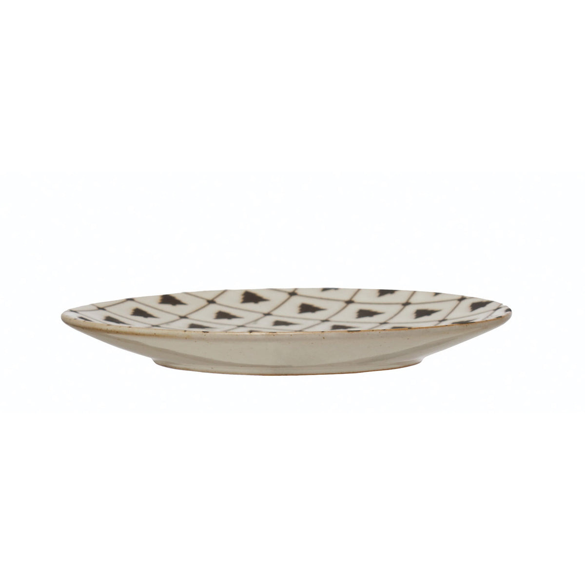 Round Stoneware Plate with Tree Pattern, Reactive Glaze