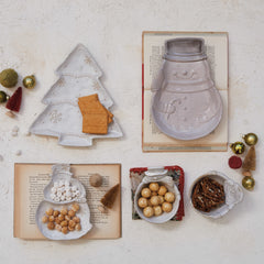 Stoneware Snowman Shaped Plate, Reactive Glaze
