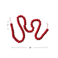 Handmade Wool Felt Ball Garland, Red
