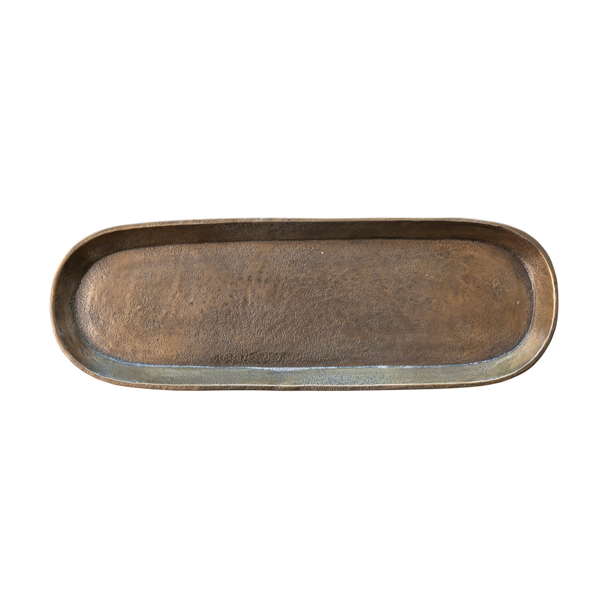 Cast Aluminum Tray, Antique Brass Finish