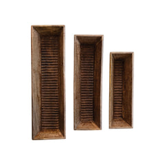 Hand-Carved Mango Wood Trugs, Natural