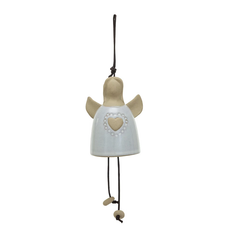 Stoneware Angel Bell & Cotton Rope Hanger