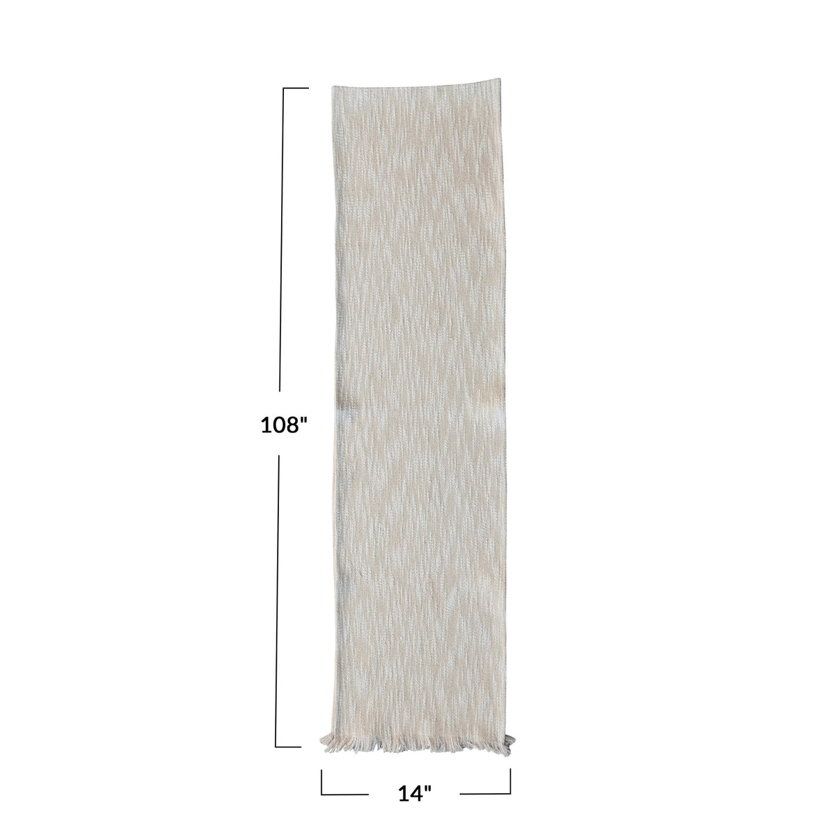 Woven Cotton Slub Table Runner w/ Metallic Gold Thread &amp; Fringe, Natural