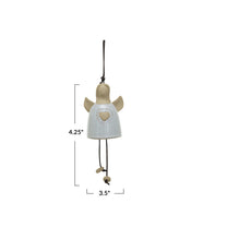 Stoneware Angel Bell &amp; Cotton Rope Hanger
