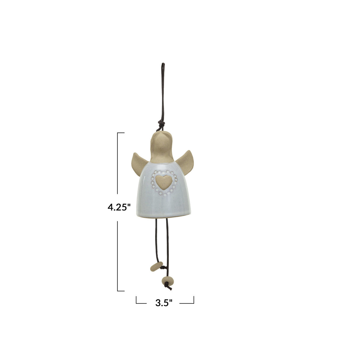 Stoneware Angel Bell &amp; Cotton Rope Hanger