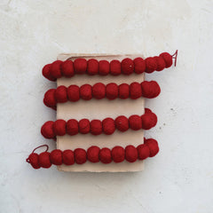 Handmade Wool Felt Ball Garland, Red