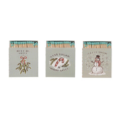 Safety Matches in Matchbox w/ Embossed Holiday Image & Saying, 3 Styles