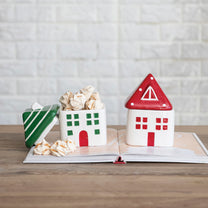 Hand-Painted Ceramic House Shaped Jar, 2 Styles