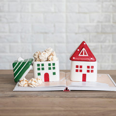 Hand-Painted Ceramic House Shaped Jar, 2 Styles