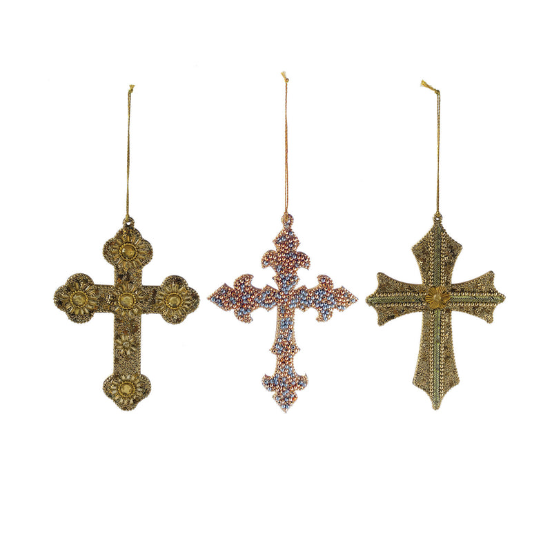 Handmade Acrylic Bead & MDF Cross Ornaments