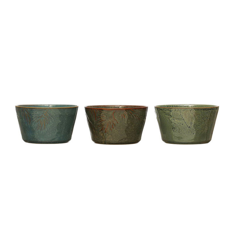 embossed stoneware bowl with Pine Bough
