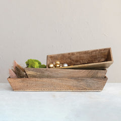 Hand-Carved Mango Wood Trugs, Natural