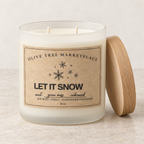 Let It Snow 16 oz two-wick candle with wood lid