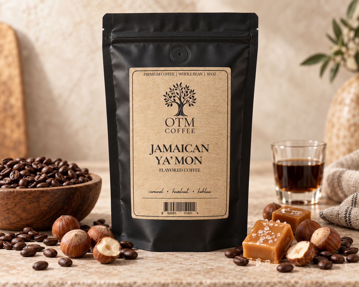 Olive Tree Marketplace Jamaican Ya' Mon flavored coffee lifestyle photo