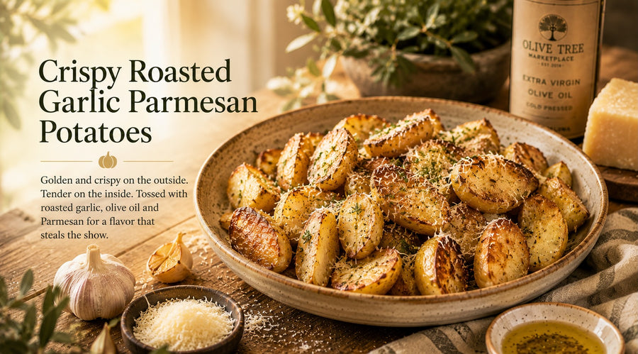 Crispy Roasted Garlic Parmesan Potatoes