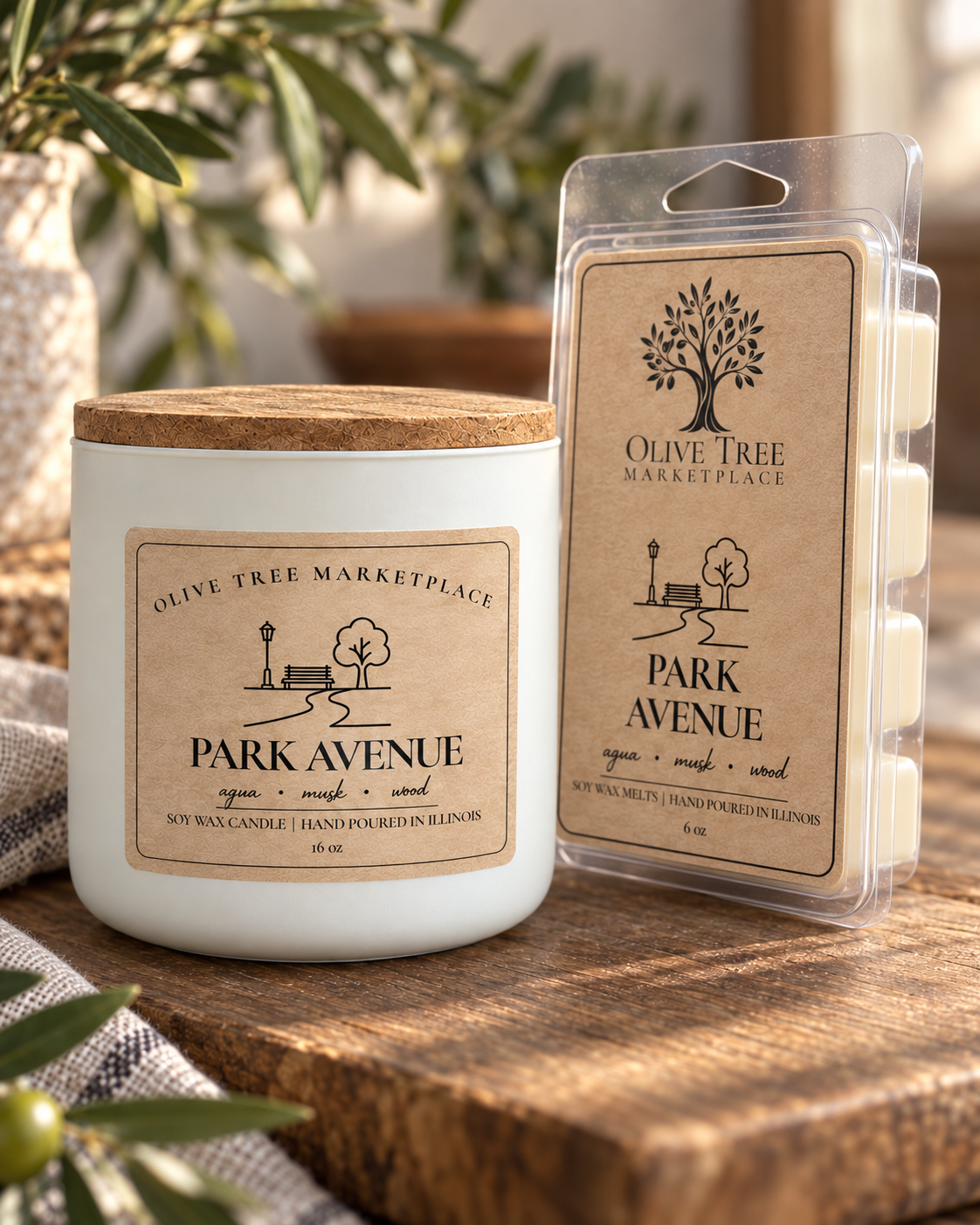 Park Avenue Simply Elegant candle and wax melt packaging detail