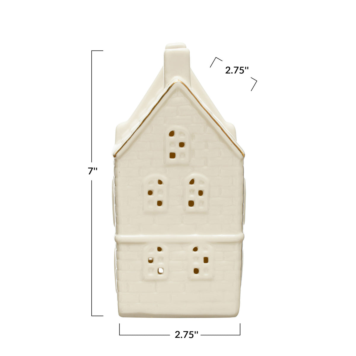Stoneware House w/ LED Light &amp; Gold Electroplating