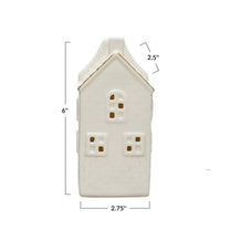 Stoneware House w/ LED Light &amp; Gold Electroplating