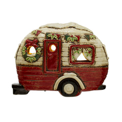 Hand-Painted Stoneware Camper w/ LED Lights