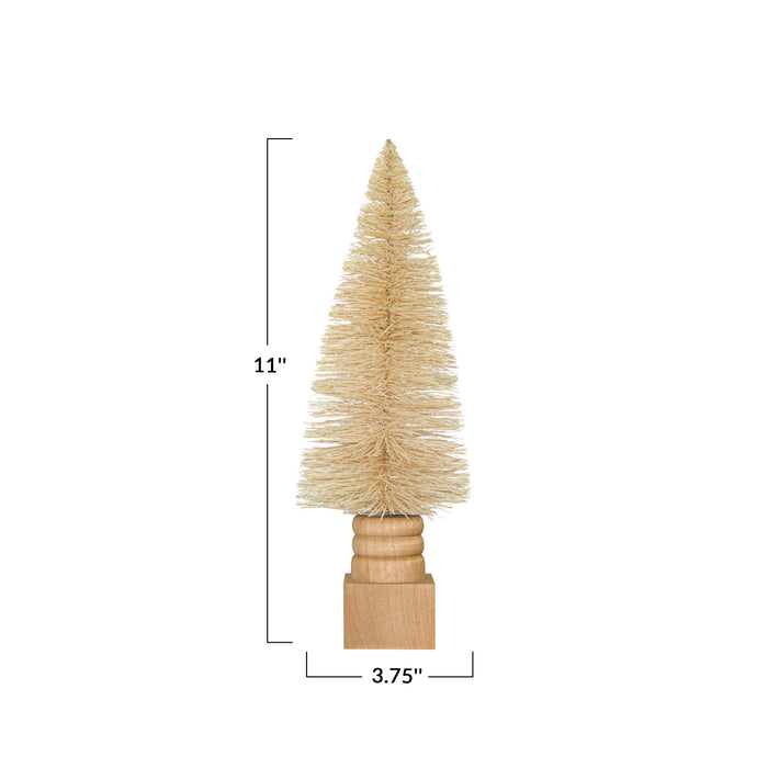 Sisal Bottle Brush Tree w/ Carved Wood Base