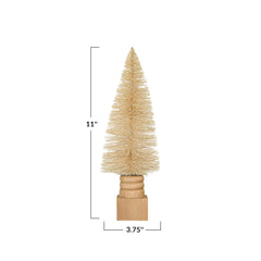 Sisal Bottle Brush Tree w/ Carved Wood Base
