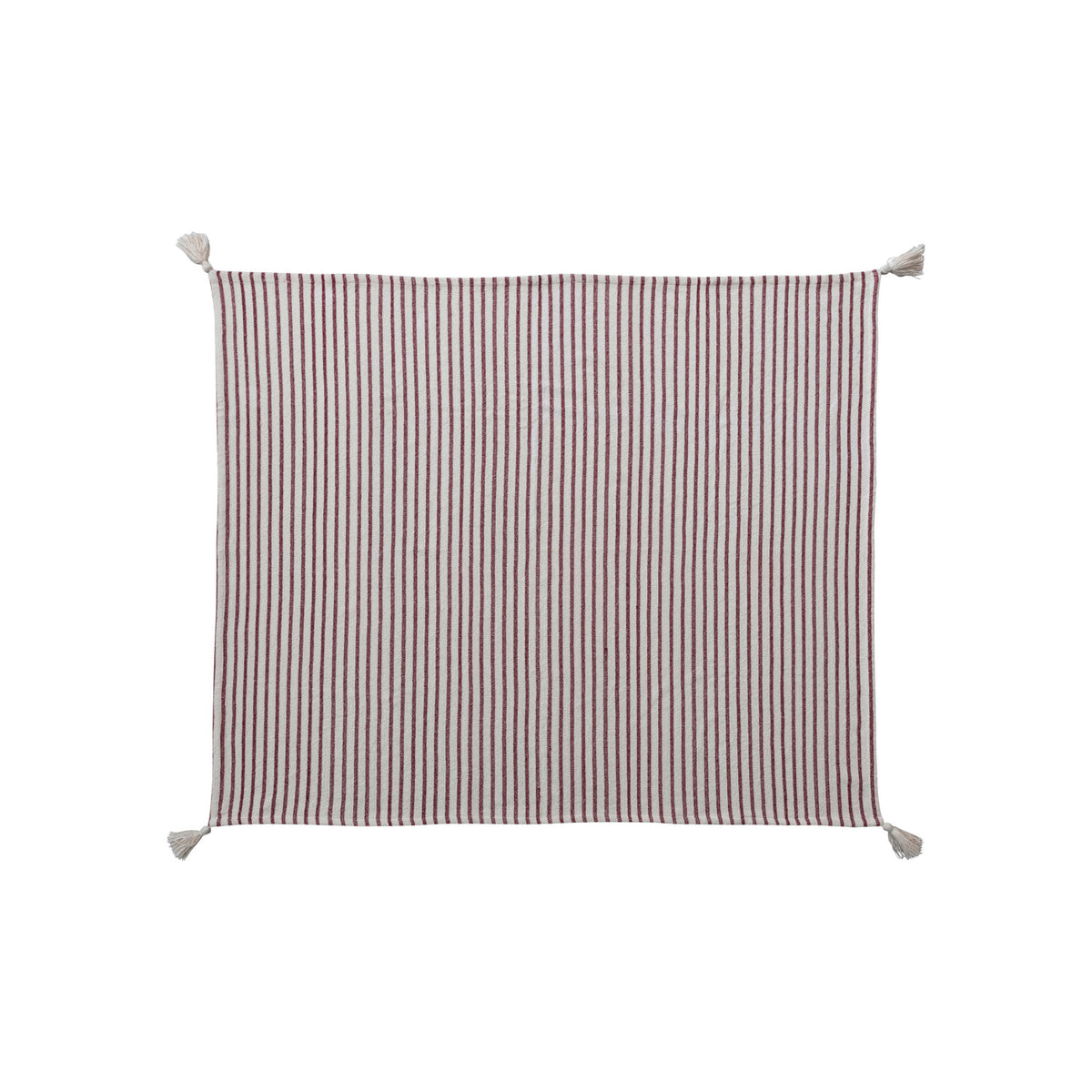 Cotton Slub Throw w/ Stripes &amp; Tassels