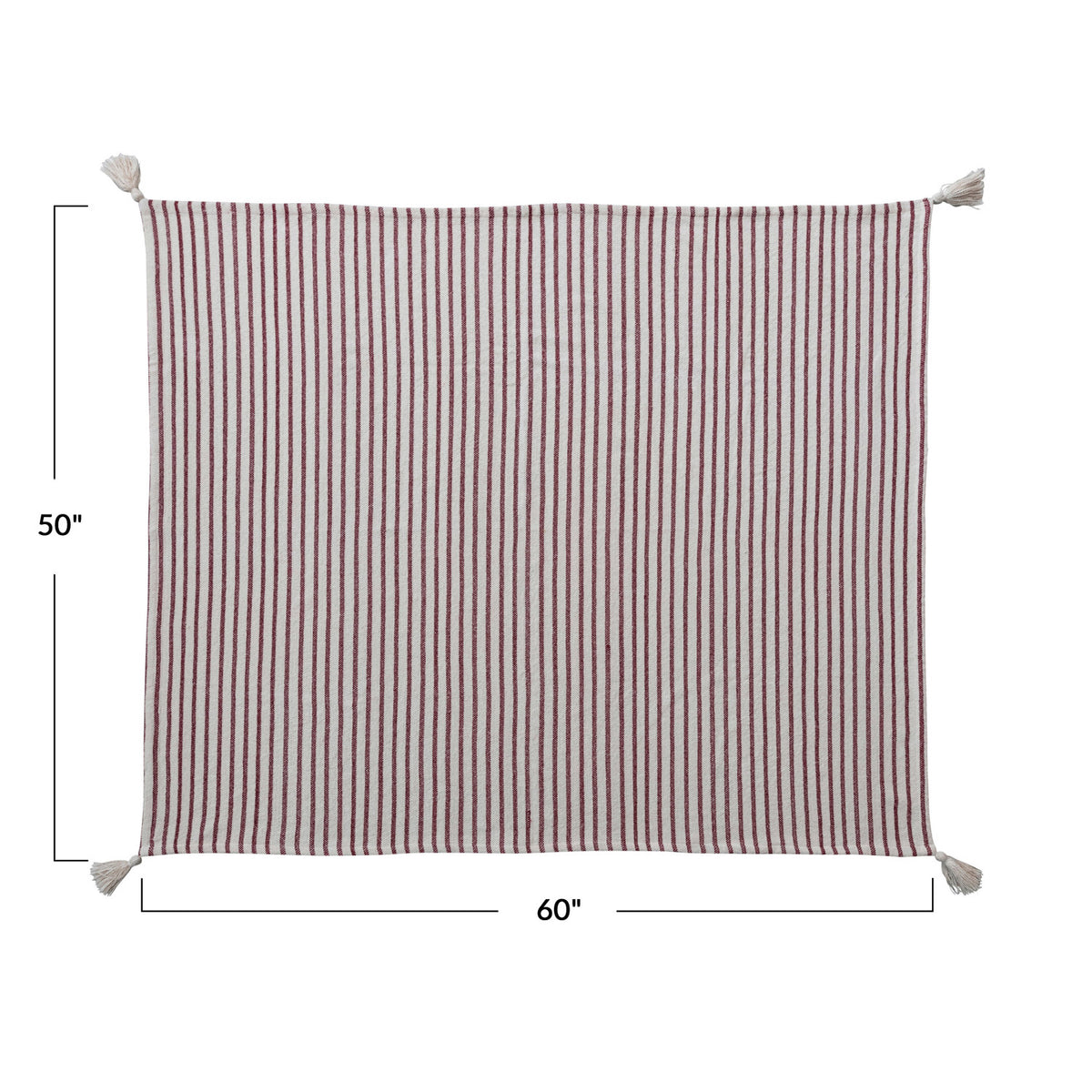 Cotton Slub Throw w/ Stripes &amp; Tassels