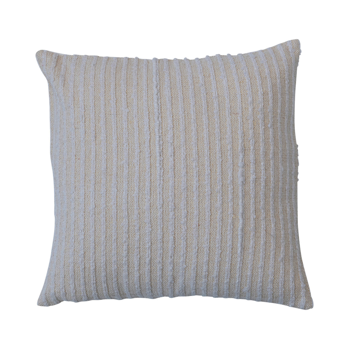 Cotton &amp; Acrylic Pillow w/ Stripes &amp; Gold Thread