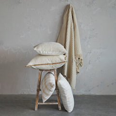 Cotton & Acrylic Pillow w/ Stripes & Gold Thread