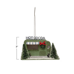 Hot Cocoa Truck in Winter Scene Ornament w/ LED Light