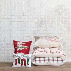 Woven Cotton Slub Lumbar Pillow w/ Embroidered Pattern