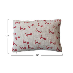 Woven Cotton Slub Lumbar Pillow w/ Embroidered Pattern
