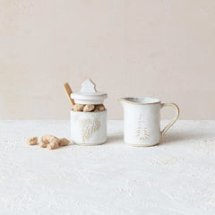 Stoneware Creamer & Sugar Pot w/ Spoon