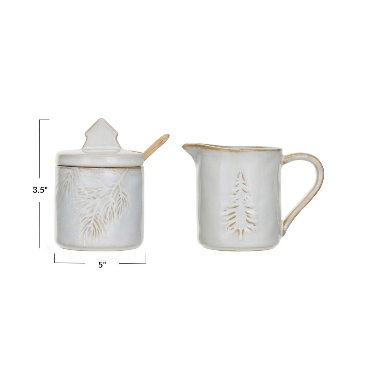 Stoneware Creamer &amp; Sugar Pot w/ Spoon