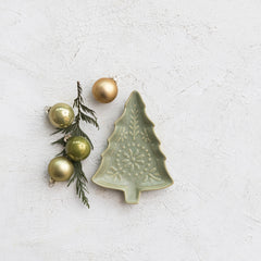 Stoneware Tree, Reactive Glaze, Green & Unglazed