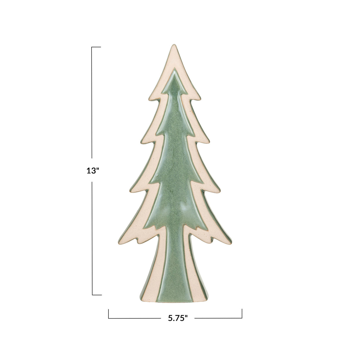 Stoneware Tree, Reactive Glaze, Green &amp; Unglazed