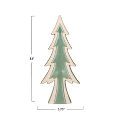 Stoneware Tree, Reactive Glaze, Green & Unglazed