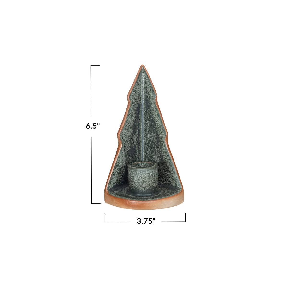 Stoneware Tree Taper Holder, Reactive Glaze, Green &amp; Unglazed
