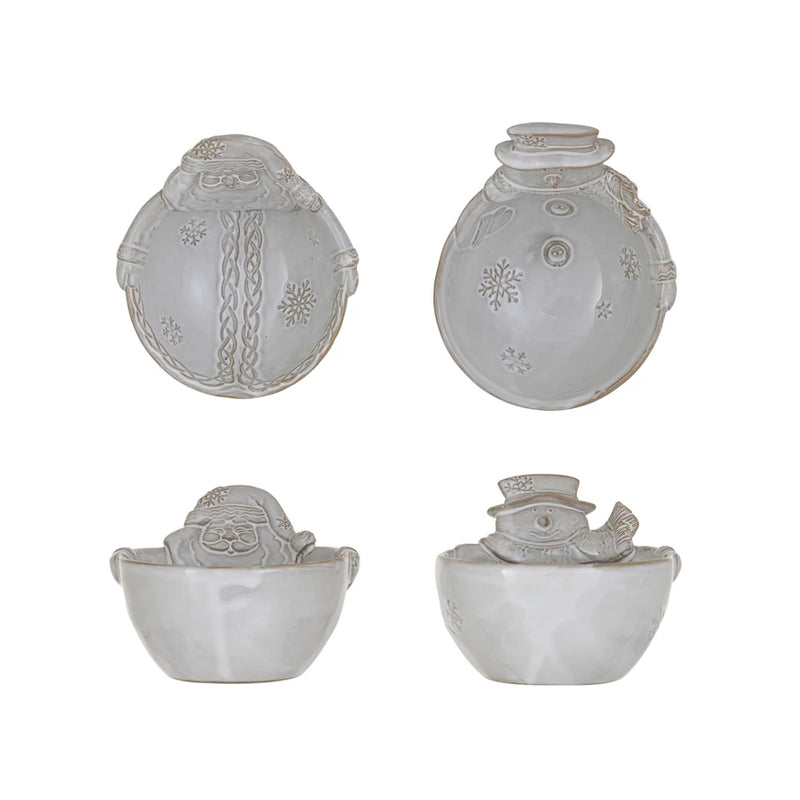 Stoneware Santa/Snowman Bowl