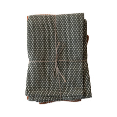 Woven Cotton Dobby Tea Towels, Orange & Charcoal Color, Set of 2