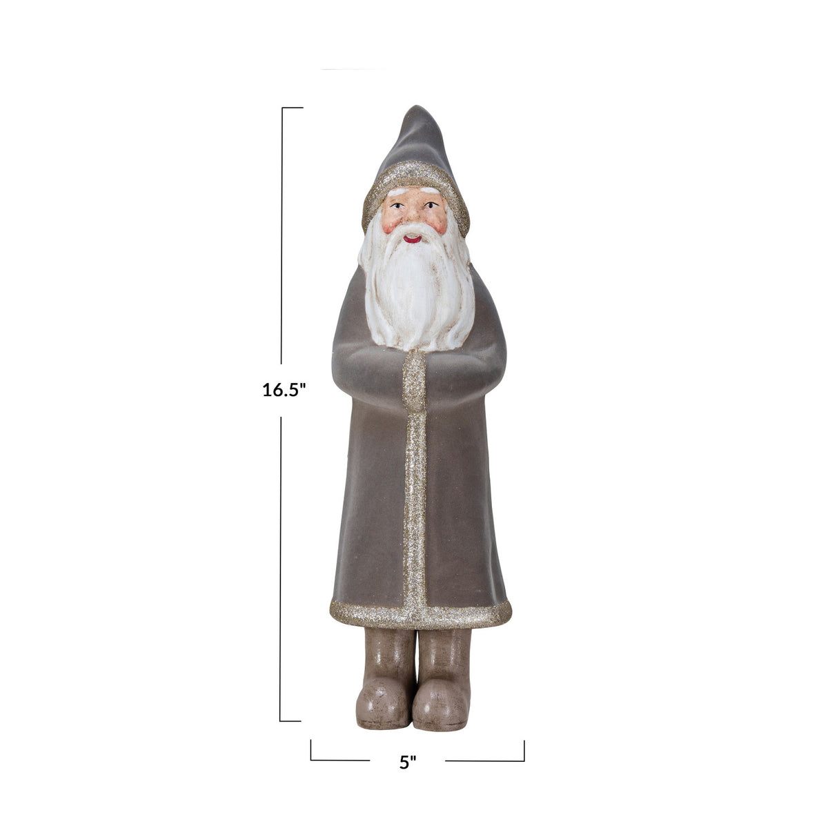 Flocked MDF Santa w/ Silver Glitter, Multi Color