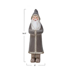 Flocked MDF Santa w/ Silver Glitter, Multi Color