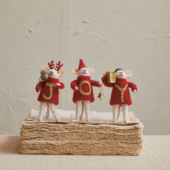 Wool Felt Mouse in Sweater "JOY", Set of 3
