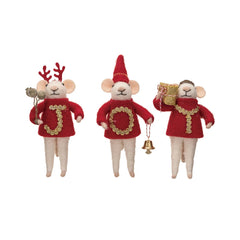 Wool Felt Mouse in Sweater "JOY", Set of 3