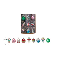 Hand-Painted Glass Ornaments w/ Glitter, Boxed Set of 9