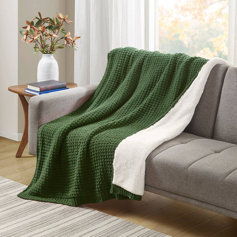 Sherpa Waffle Knit Chenille Throw